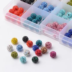 150 Strasspärlor i 15 Färger - 10mm, Hål 1,5mm