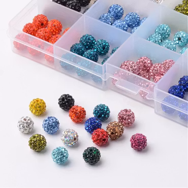150 Strasspärlor i 15 Färger - 10mm, Hål 1,5mm