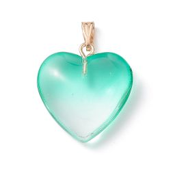 Hänge, Hjärta i glas, Aquamarine, 5st