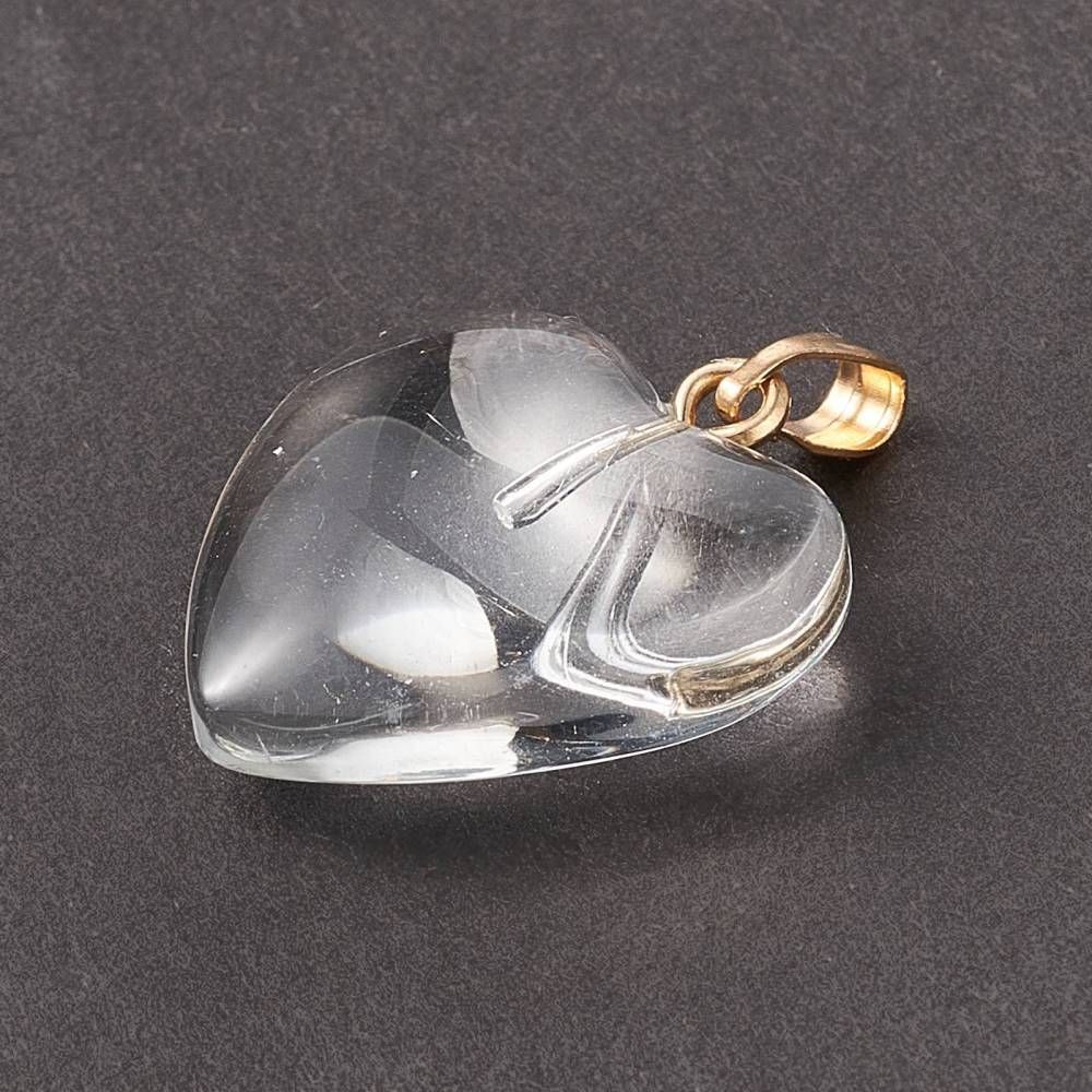 Hänge, Hjärta i glas, Clear, 5st