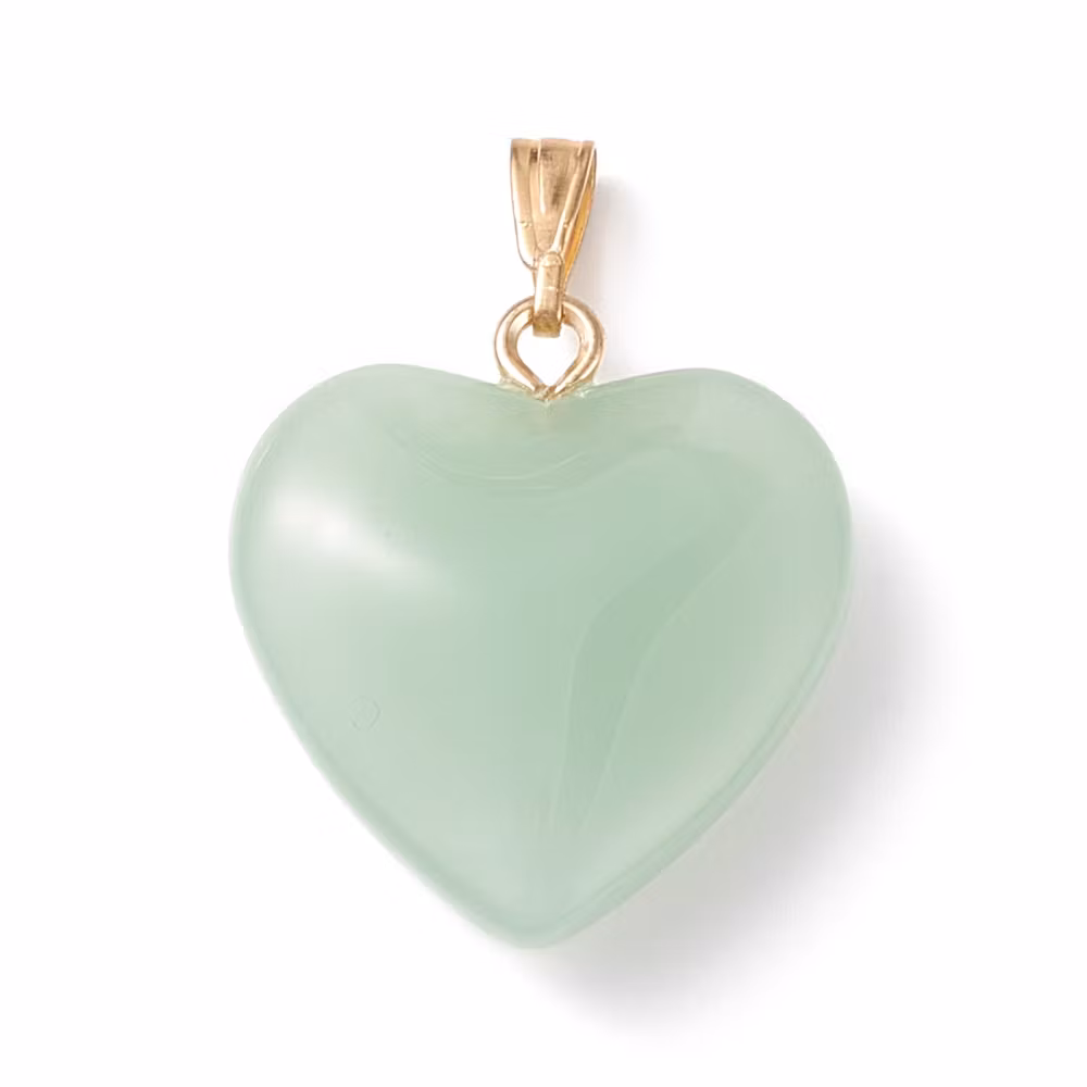 Hänge, Hjärta i glas, Light Green, 5st