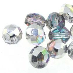 Tjeckiska Firepolish, 4mm, Crystal Silver Rainbow