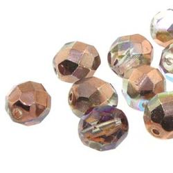 Tjeckiska Firepolish, 4mm, Crystal Copper Rainbow