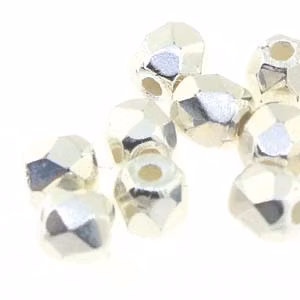 Tjeckiska Firepolish, 4mm, Silver Plate
