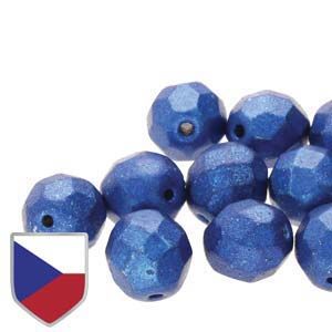 Tjeckiska Firepolish, 4mm, Metalust Crown Blue