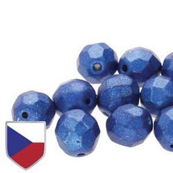 Tjeckiska Firepolish, 4mm, Metalust Crown Blue