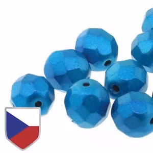 Tjeckiska Firepolish, 4mm, Metalust Turquoies
