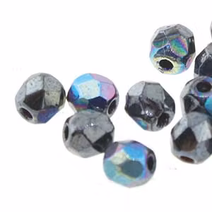 Tjeckiska Firepolish, 3mm, Jet Hematite AB