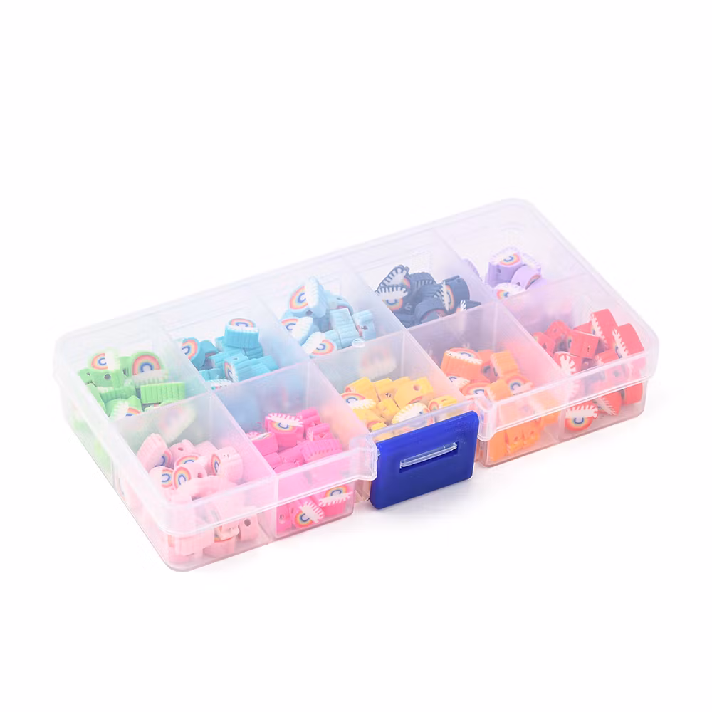 Polymerlerpärlor, Regnbåge, Box, 200 Stycken