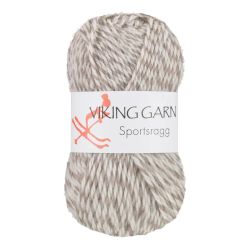 Garn Sportsragg, 50g, Vit/Grå, 520