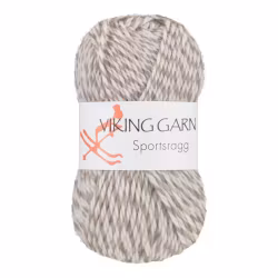 Garn Sportsragg, 50g, Vit/Grå, 520