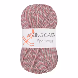 Garn Sportsragg, 50g, Rosa/Grå, 584