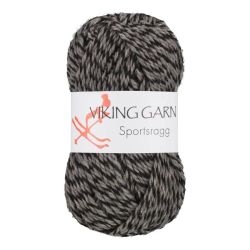 Garn Sportsragg, 50g, Grå/Svart, 540
