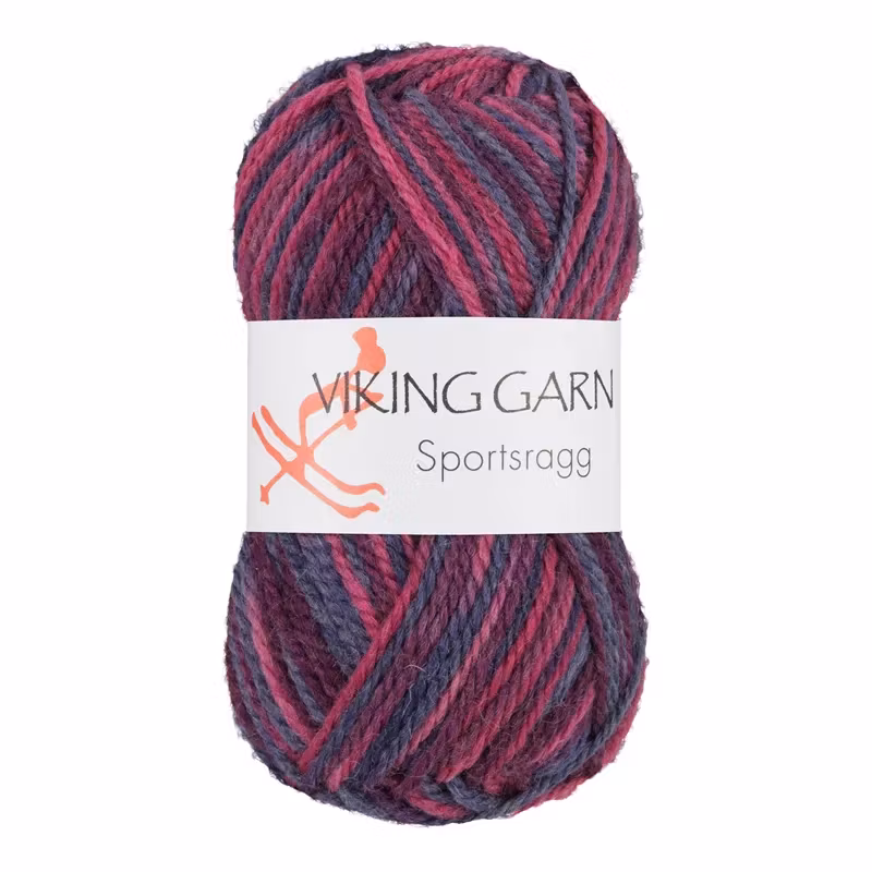 Garn Sportsragg, 50g, Flerfärgad Rosa/Blå, 566
