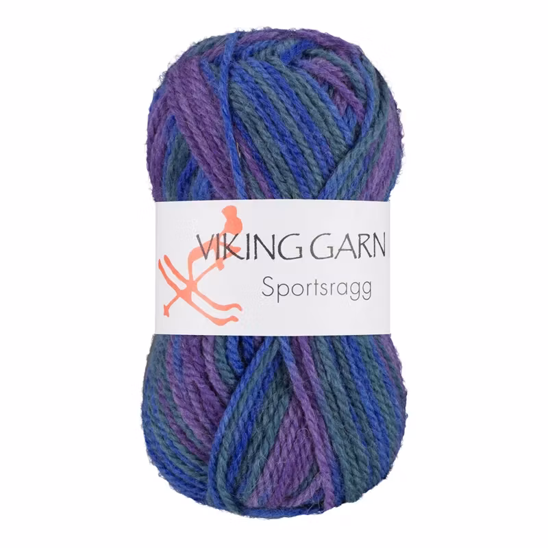 Garn Sportsragg, 50g, Flerfärgad Lila/Blå, 571