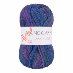 Garn Sportsragg, 50g, Flerfärgad Lila/Blå, 571