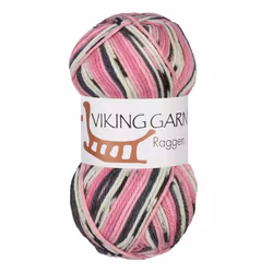 Garn Raggen, 150g, Flerfärgad Rosa/Mörk grå, 763