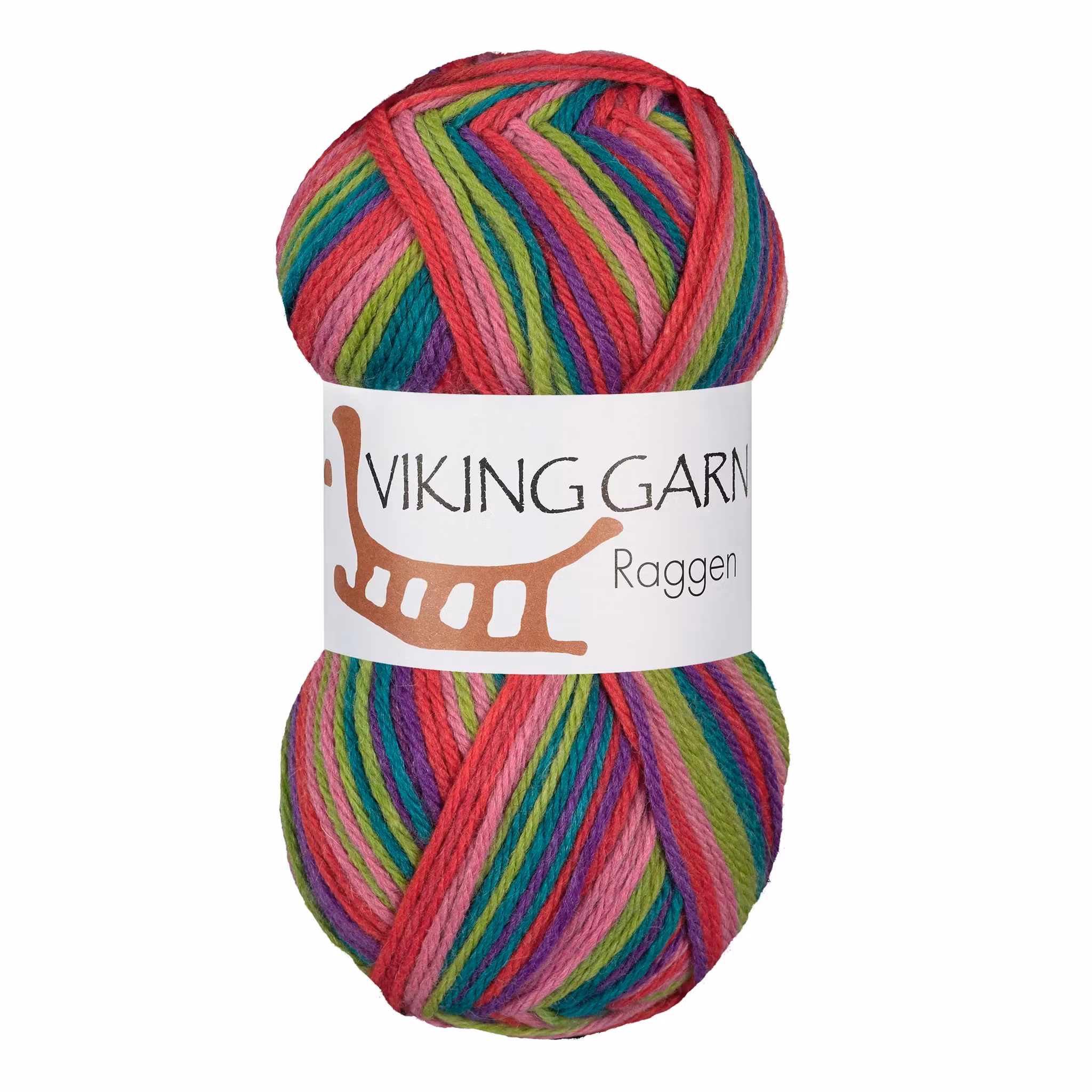 Garn Raggen, 150g, Flerfärgad Rosa/Grön, 738