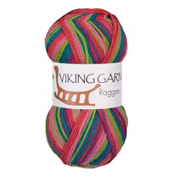 Garn Raggen, 150g, Flerfärgad Rosa/Grön, 738