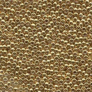 MIYUKI, Japanese Seed Beads, Round, 8/0, 24 karat Gold Plated