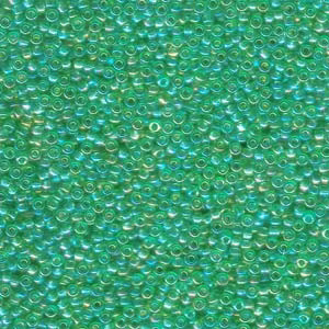 MIYUKI, Japanese Seed Beads, Round, 11/0, Transparent Light Green AB