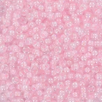 MIYUKI, Japanese Seed Beads, Round, 11/0, Pink Line Crystal AB