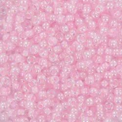 MIYUKI, Japanese Seed Beads, Round, 11/0, Pink Line Crystal AB