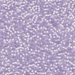 MIYUKI, Japanese Seed Beads, Round, 11/0, Semi-Matte Lilac/Lined Crystal