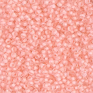 MIYUKI, Japanese Seed Beads, Round, 11/0, Semi-Matte Baby pink/Lined Crystal