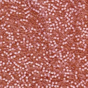 MIYUKI, Japanese Seed Beads, Round, 11/0, Semi-Matte Salmon/Lined Light Amber