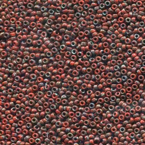 MIYUKI, Japanese Seed Beads, Round, 11/0, Picasso Opaque Red Garnet