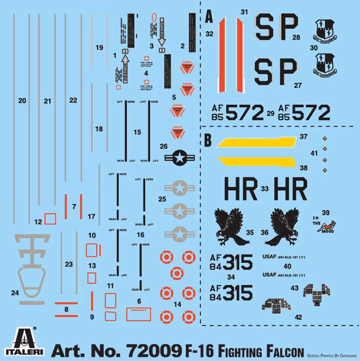 F-16 C/D Night Falcon, Complete Set For Modeling, 1/72