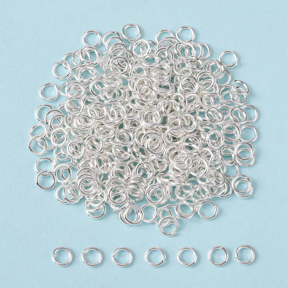 Bindringar, 6x1 mm, Silver, Mässing 50 st