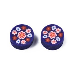 Polymerlerpärlor, Blomma, Indigo, 50 Stycken
