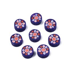 Polymerlerpärlor, Blomma, Indigo, 50 Stycken