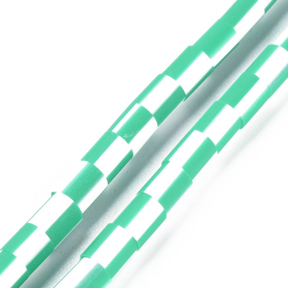 Polymerlerpärlor, Rör, Medium Sea Green, Ca 65 Stycken