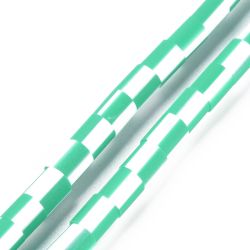 Polymerlerpärlor, Rör, Medium Sea Green, Ca 65 Stycken