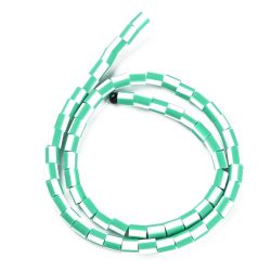Polymerlerpärlor, Rör, Medium Sea Green, Ca 65 Stycken