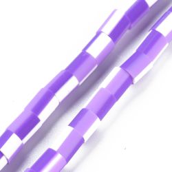 Polymerlerpärlor, Rör, Dark Violet, Ca 65 Stycken