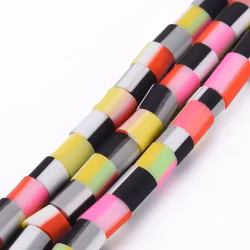 Polymerlerpärlor, Rör, Mixed Color, Ca 65 Stycken