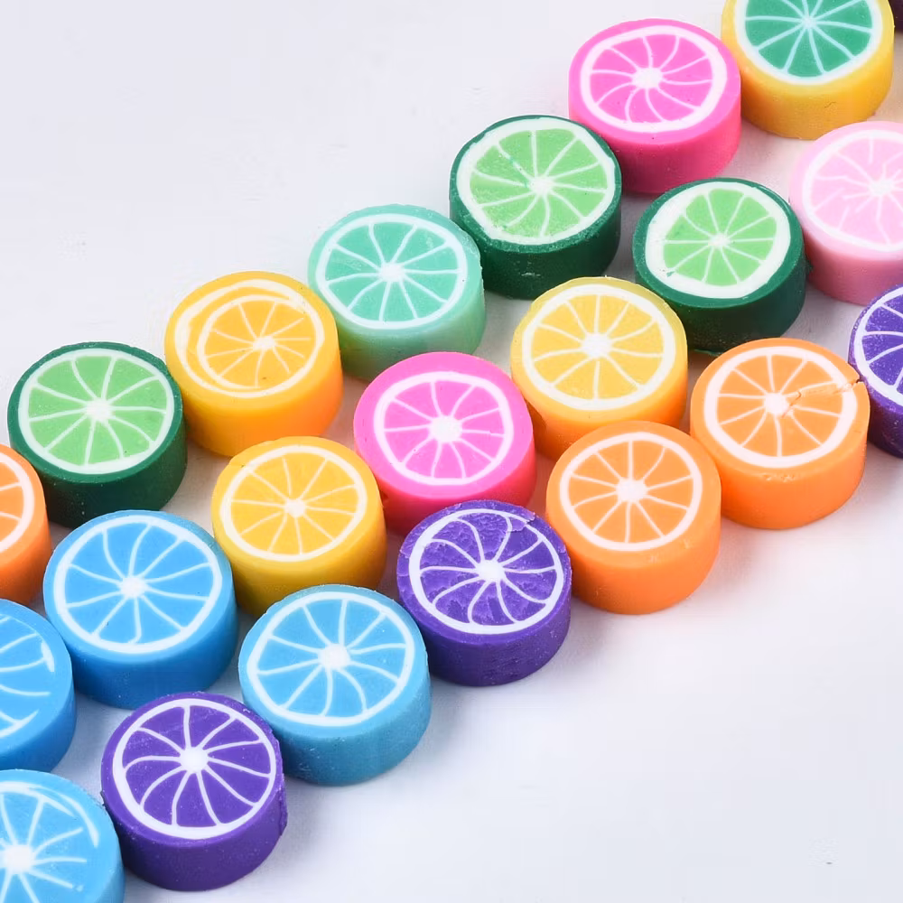 Polymerlerpärlor, Lemon, Mixade färger, 40 st