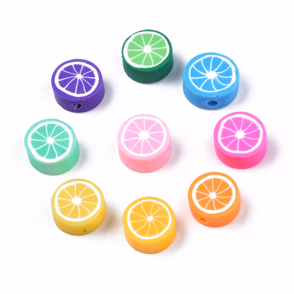 Polymerlerpärlor, Lemon, Mixade färger, 40 st