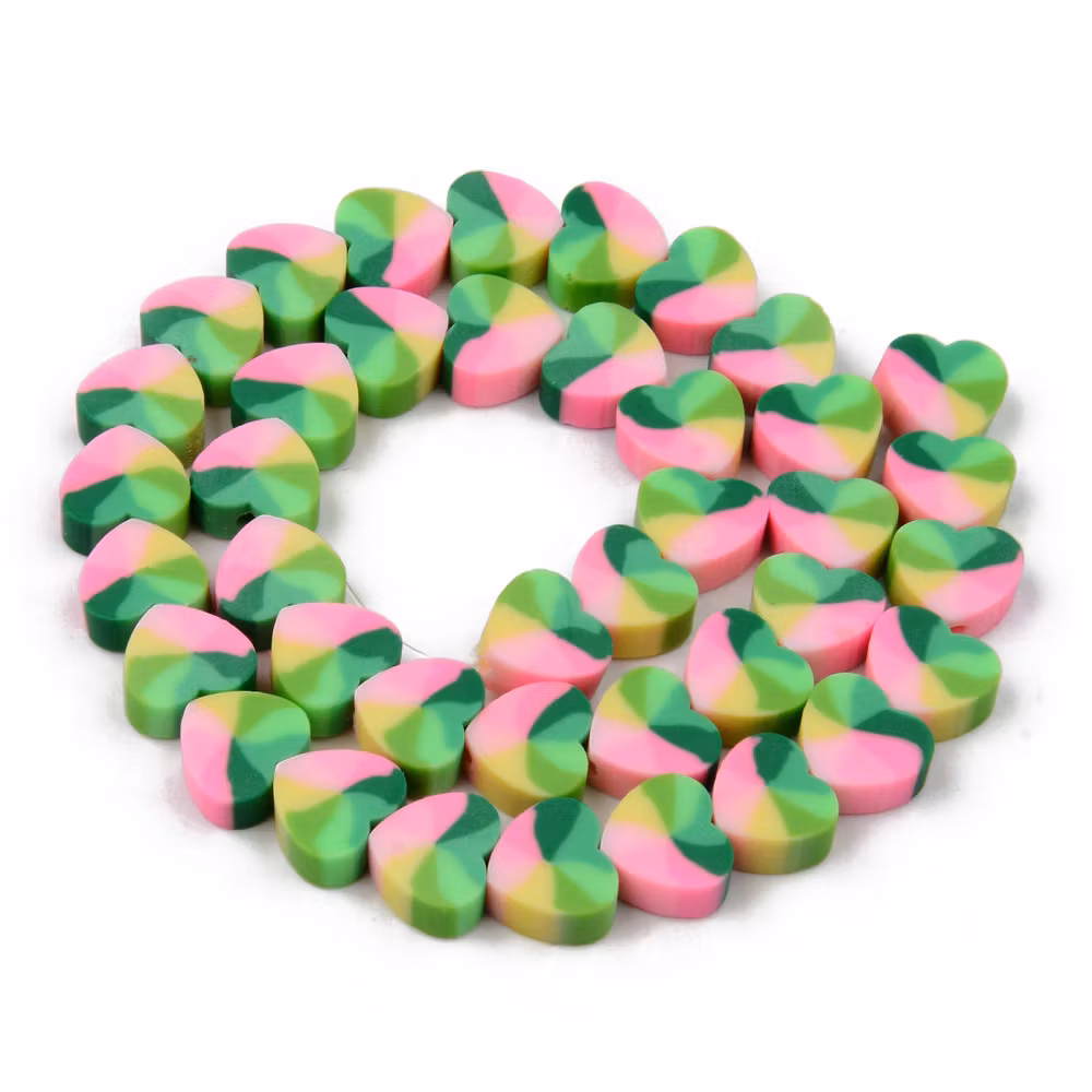 Polymerlerpärlor, Hjärtan, Pearl Pink, Ca: 40 st