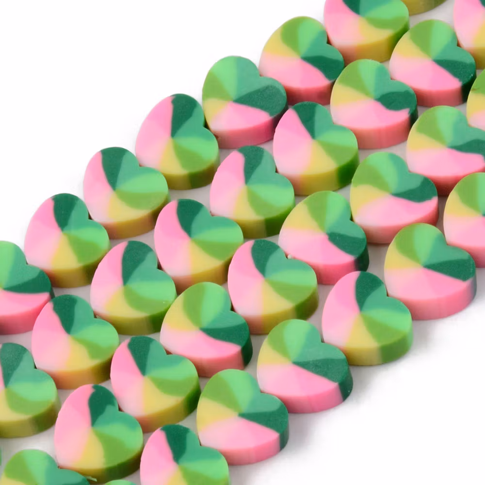 Polymerlerpärlor, Hjärtan, Pearl Pink, Ca: 40 st