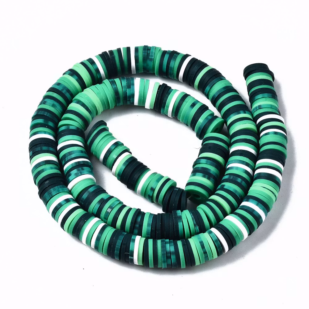 Polymerlerpärlor, Heishi, Green, 320~447 st