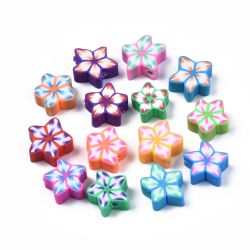 Polymerlerpärlor, Blomma, Mixed Color, 50 st