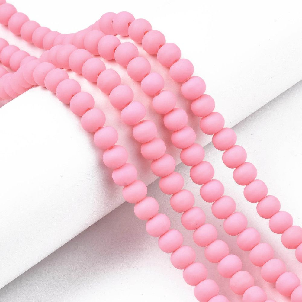 Polymerlerpärlor, Rund, Pink, Ca: 69 st
