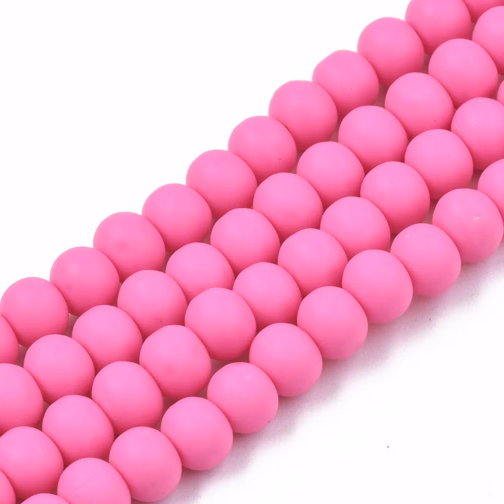 Polymerlerpärlor, Rund, Deep Pink, Ca: 69 st