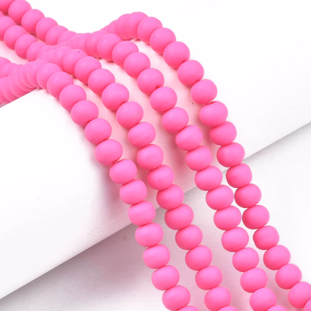 Polymerlerpärlor, Rund, Deep Pink, Ca: 69 st