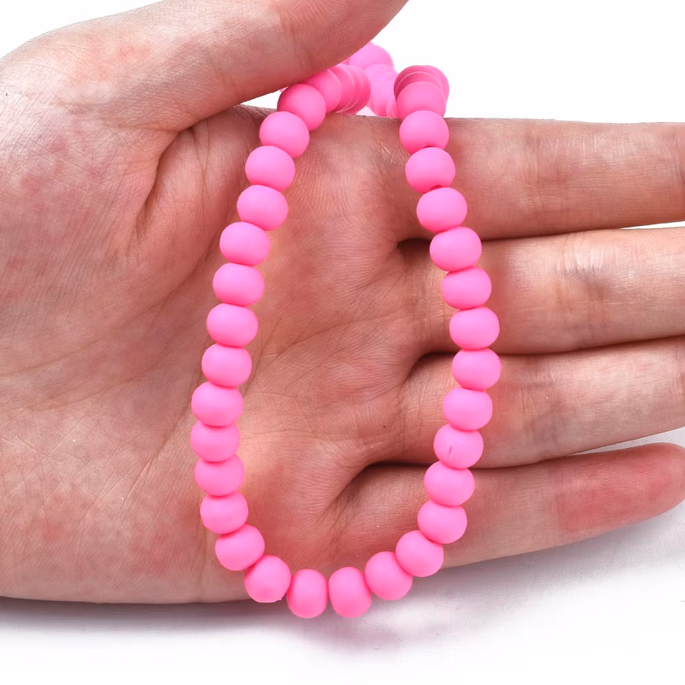 Polymerlerpärlor, Rund, Deep Pink, Ca: 69 st